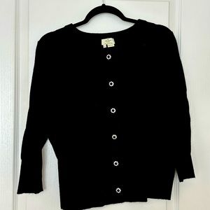 Kate Spade black crystal button 3/4 sleeve cardigan